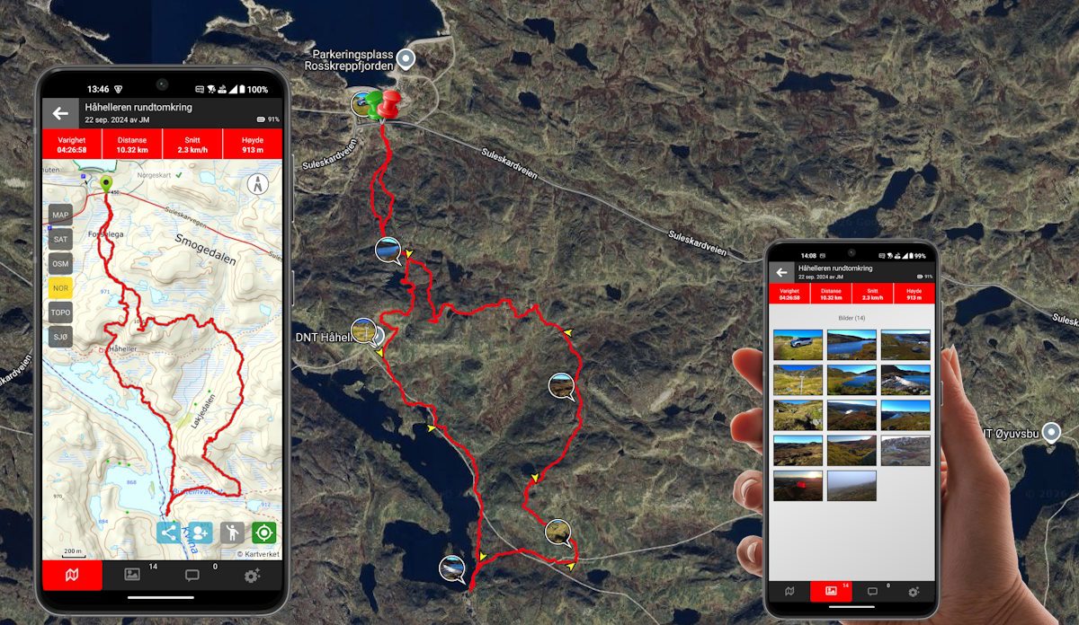 Map from hike around Håhelleren - GPS tracking