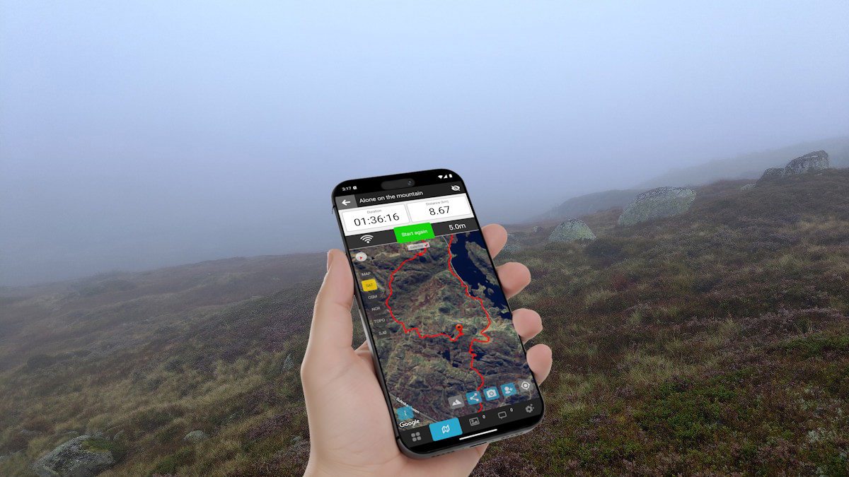 The fog came suddenly on the mountain - GPS tracker app to the rescue